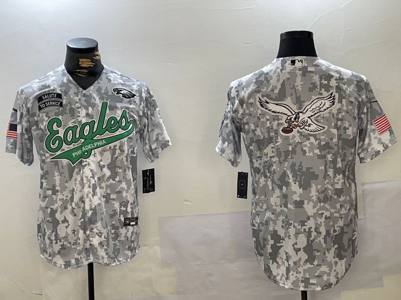 Men Philadelphia Eagles Blank Nike Arctic Camo 2024 Salute to Service Limited NFL Jersey style 7